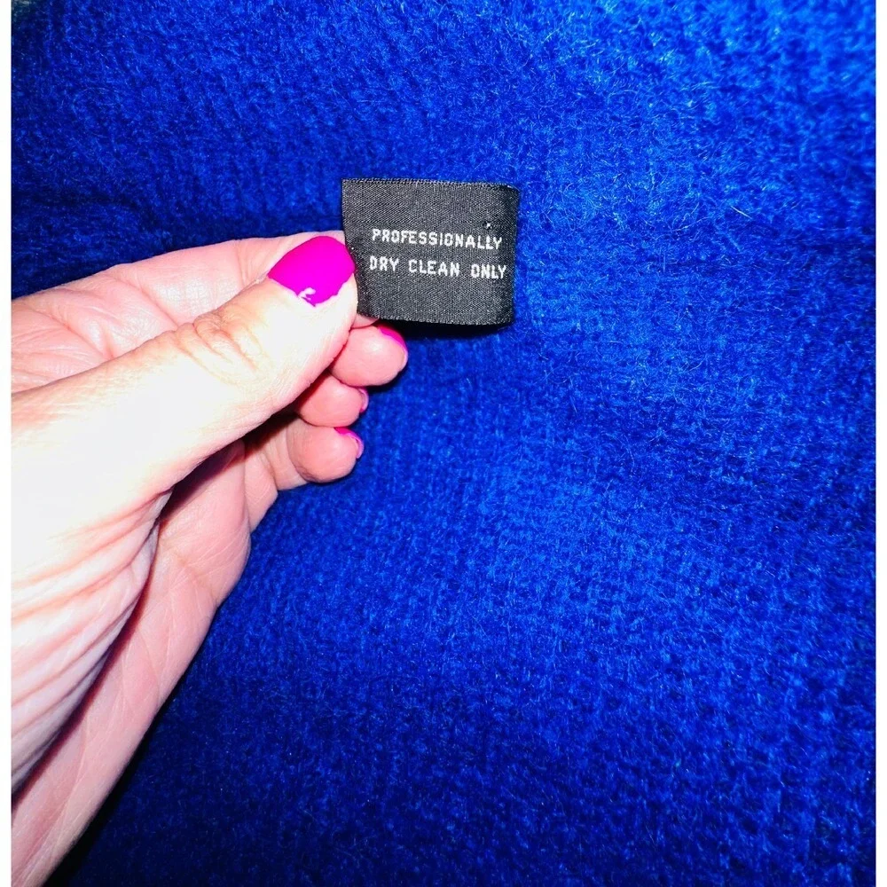 Pascali Mohair Blend Cardigan Electric Blue‎ Single Button Vintage Sweater Large - Picture 7 of 10